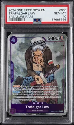 2024 ONE PIECE OP07-500 YEARS IN THE FUTURE TREASURE RARE TRAFALGAR LAW PSA 10 - Image 1