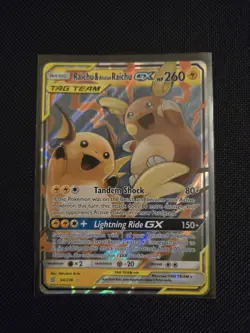 Pokemon TCG Raichu & Alolan Raichu GX Unified Minds Card 54/236 NM/M - Image 1