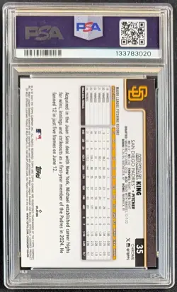 2025 Topps Chrome Michael King Black Raywave /10 PSA 8 San Diego Padres #35 - Image 2