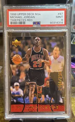 1998 Upper Deck MJx Timepieces Red Michael Jordan /2300 #87 PSA 9 Bulls - Image 1