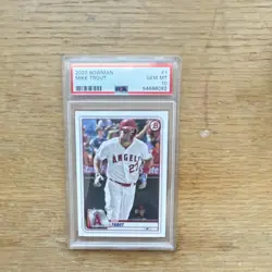 2020 BOWMAN MIKE TROUT #1 PSA 10 GEM MT BASE BASEBALL LOS ANGELES ANGELS - Image 1