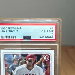 2020 BOWMAN MIKE TROUT #1 PSA 10 GEM MT BASE BASEBALL LOS ANGELES ANGELS - Image 3