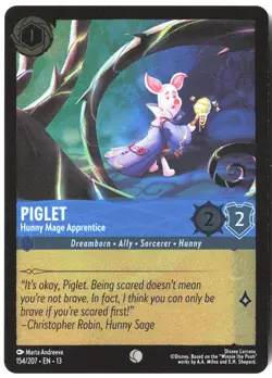 Disney Lorcana TCG Piglet - Hunny Mage Apprentice 154/207 Common Foil Attack Of - Image 1
