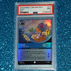 PSA 9 Disney Lorcana Alice - Accidentally Adrift Fabled Epic 217/204 2025 - Image 1