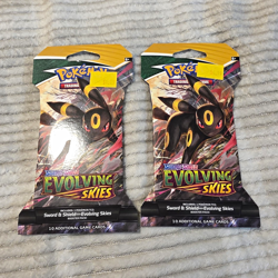 Pokemon TCG Evolving Skies Umbreon Booster Pack Lot of 2 (10 Cards Each) - Image 1