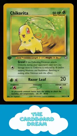 1st Edition Chikorita (54) Neo Genesis #054/111 Pokemon Card LP WotC - Image 1