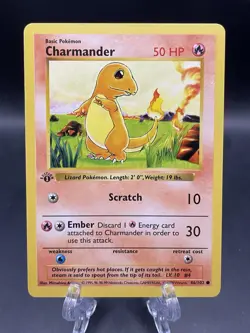 Charmander 46/102 1st Edition W/ Grey Stamp Base Set 1999 Pokemon Card WOTC LP+ - Image 1