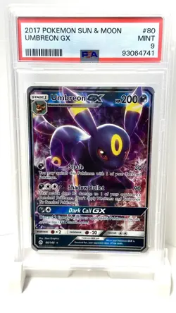PSA 9 Umbreon GX 80/149 Sun & Moon Base 2017 Pokemon Card - Image 1
