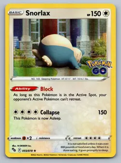 Snorlax 055/078 Holo Rare Pokemon GO Pokemon NM - Image 1