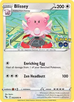 Blissey Holo Holo Rare Pokemon GO 052/078 NM - Image 1