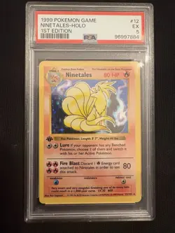 1999 Pokemon Ninetales 12/102 Base Set Shadowless Holo 1st Edition PSA 5 - Image 1
