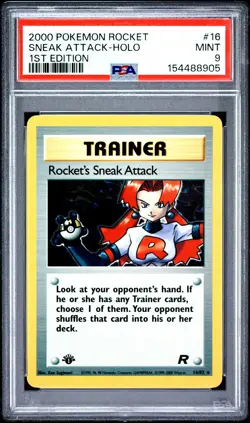 2000 POKEMON ROCKET 1ST EDITION #16 ROCKET'S SNEAK ATTACK-HOLO PSA 9 - Image 1
