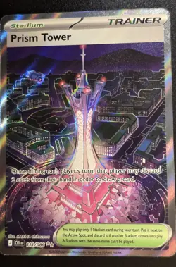 Pokemon Prism Tower 111/086 Crown Zenith Holo Rare English Trainer Stadium - Image 1