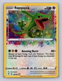 Rayquaza 138/185 Amazing Rare Vivid Voltage Pokemon Holo Near Mint - Image 1