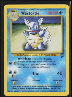 Wartortle 63/130 Uncommon Base Set 2 Pokemon Lightly Played - Image 1
