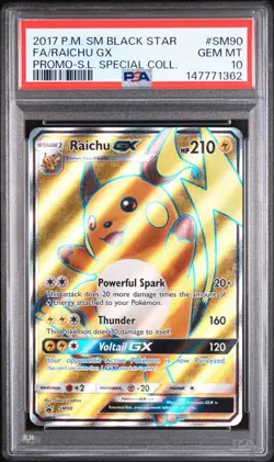 PSA 10 Gem Mint Raichu GX #SM90 Pokemon TCG 2017 SM BLACK STAR - Image 1