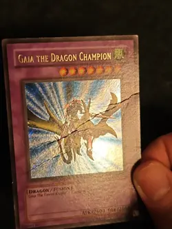 *Misprint* Gaia the Dragon Champion LOB-125 Secret Rare Damaged Ultra Name - Image 2