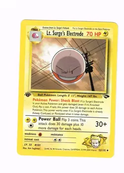 Lt. Surge's Electrode 52/132 Gym Challenge 1st Edition Pokemon Card NM+ - Image 1