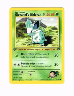 Giovanni's Nidoran 75/132 Gym Challenge 1st Edition Non-Holo Pokemon Card NM+ - Image 1
