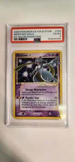 Mewtwo Gold Star 103/110 - EX Holon Phantoms PSA 4 Graded Pokemon Card - Image 1