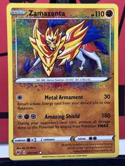 Zamazenta 102/185 Vivid Voltage Amazing Rare Holo 2020 Pokemon TCG Card - Image 3