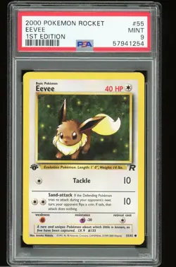2000 Pokemon Card Team Rocket 1st FIRST EDITION Eevee 55 / 82 PSA 9 MINT - Image 1