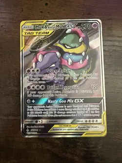 Muk & Alolan Muk GX 197/214 Full Art Unbroken Bonds Tag Team Pokemon NM Mint - Image 1