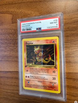 1999 POKEMON FOSSIL 1ST ED #39 MAGMAR PSA 8 - Image 3