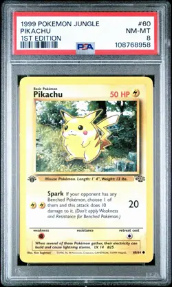 1999 Pokemon Jungle 1st Edition Pikachu #60/64 PSA 8 - Image 1