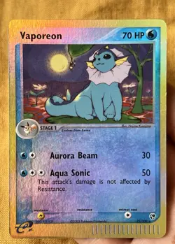 Nintendo Pokemon TCG Vaporeon 25/100 EX Sandstorm Holo Rare 2003 EN 70HP - Image 1