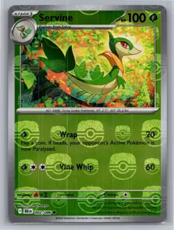 Servine (Master Ball Pattern) 002/086 Holo Common Black Bolt Pokemon Near Mint - Image 1