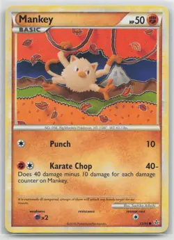 Mankey 53/95 Common HGSS Unleashed Pokemon Lightly Played - Image 1