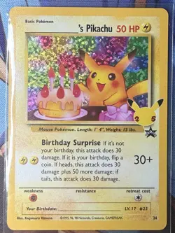Pokemon Birthday Pikachu 24/53 Celebrations Black Star Promo Holo Near Mint - Image 1
