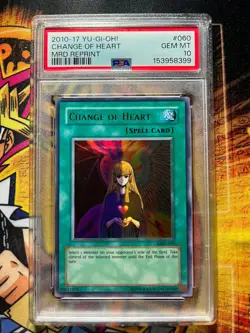 2010-2017 YU-GI-OH! METAL RAIDERS REPRINT Ultra Rare #060 CHANGE OF HEART PSA 10 - Image 1