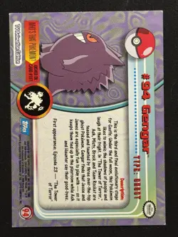 GENGAR #94 - POKEMON TOPPS TRADING CARDS SERIES 2 - NON HOLO - BLUE LABEL - Image 2