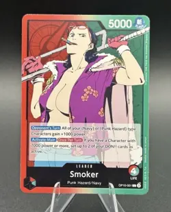 Smoker L OP10-001 Royal Blood One Piece Card Game CCG English NM Green/Red - Image 1