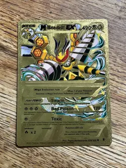 Gold Foil Pokemon Fan Art Card Collection Mega Beedrill EX NM - Image 1