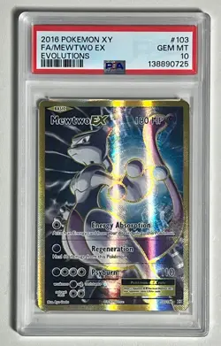 Mewtwo EX 103/108 Full Art/Ultra Rare Holo-2016 Pokemon X Y Evolutions- PSA 10 - Image 2