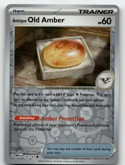 ANTIQUE OLD AMBER 154/165 COMMON REVERSE HOLO 151 POKEMON NEAR MINT - Image 1