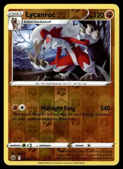 Lycanroc 074/159 Rare Crown Zenith Pokemon Reverse Holo Near Mint - Image 1