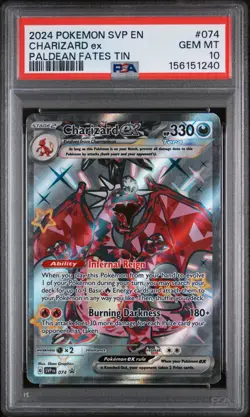 2024 POKEMON SVP EN-SV BLACK STAR PROMO PALDEAN FATES TIN CHARIZARD EX PSA 10 - Image 1
