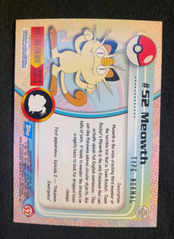 Meowth #52 Topps TV Animation Edition Blue Label Pokemon Card (LP/MP) - Image 2