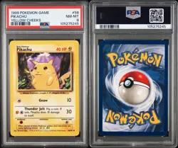 1999 POKEMON BASE SET UNLIMITED YELLOW CHEEKS #58 PIKACHU PSA 8 - Image 3