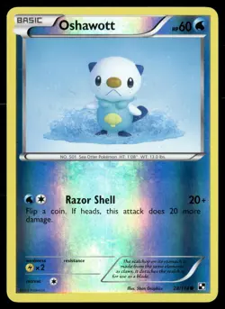 Oshawott 28/114 Common Black & White Pokemon Reverse Holo LP - Image 1