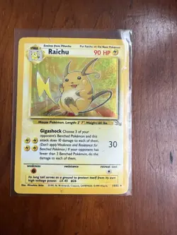Good Condition Raichu 14/62 Fossil Holo Pokemon Card HP - Image 1