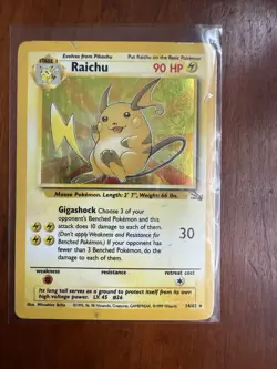 Good Condition Raichu 14/62 Fossil Holo Pokemon Card HP - Image 2