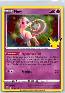 Mew 011/025 Holo Rare Celebrations Pokemon Near Mint - Image 1