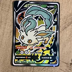 Leafeon V Holo Fan Art Card Selada Gambar Non TCG Spektrum Evolusi V3 - Image 1