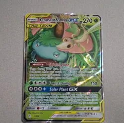 The Pokemon Company Venusaur & Snivy GX 1/236 Cosmic Eclipse TAG TEAM FA Holo - Image 1
