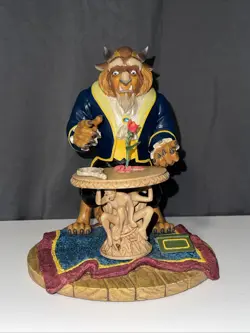 Disney THE BEAST WITH ROSE Figurine 7.5" Beauty and the Beast Figure Resin RARE - Image 1